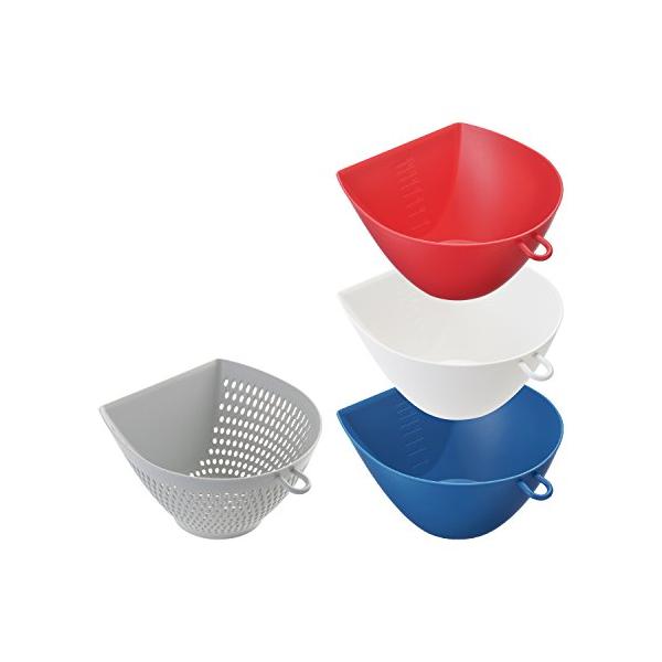 他サイト： 曙産業 ザル1個 ボウル3個 セット トリコロール L 日本製 まな板の上で切った食材をサッとすくってこぼさず移動 流水にさらしても食材があふれの商品画像