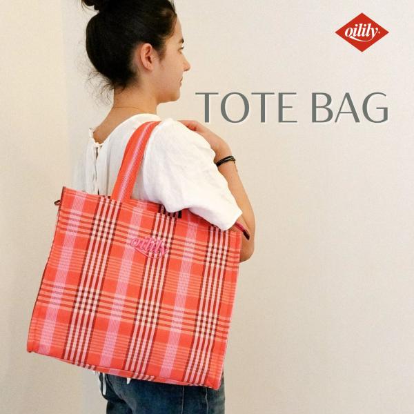 【正規品 オイリリー】ブランド レディース トートバッグ コットン チェック 撥水加工【oil1363】
