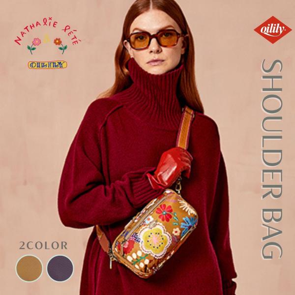 30%OFF【正規品 オイリリー】ブランド レディース ショルダーバッグ ナタリーレテ コラボ 花柄 ハンドペイント フラワー ノベルティ付き    【oil1616】
