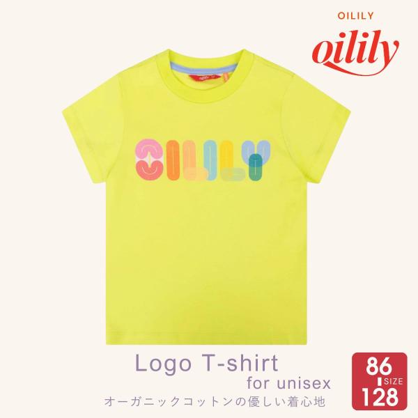 【正規品 公式】 オイリリー  キッズ 男の子 Tシャツ バルーン ロゴ 黄色 イエロー 半袖 シンプル サイズ 90 100 110 120 130 男女共用 ys24bje505