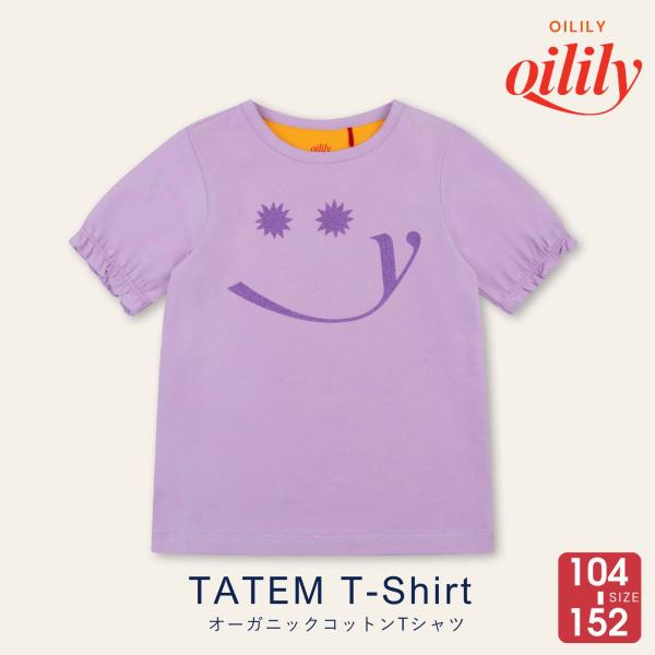 【正規品 オイリリー】ブランド キッズ Tシャツ 半袖 ラベンダー色 スマイリー    【ys26gje208】