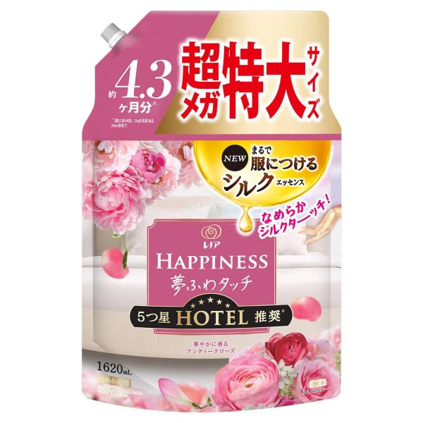 他サイト： レノア ハピネス 夢ふわタッチ 柔軟剤 アンティークローズ 詰め替え 1,620mL大容量の商品画像