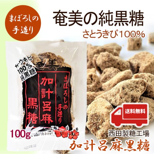 奄美の純黒糖 かけろま島人気No1 加計呂麻黒糖 西田製糖 無添加 自然食品 100g