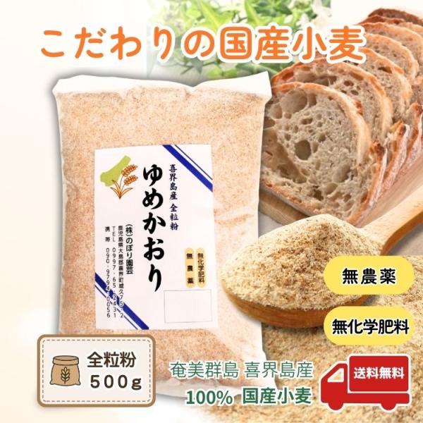 ◆◆喜界島から届く、パンづくりのためのこだわりの無農薬国産小麦粉◆◆喜界島の海風とサンゴ礁の大地が育んだ、希少な国産小麦「ゆめかおり」。  島の豊かな自然の中で丁寧に育て、手間をかけて乾燥・製粉しました。  国内でも希少なパン用硬質小麦「ゆ...