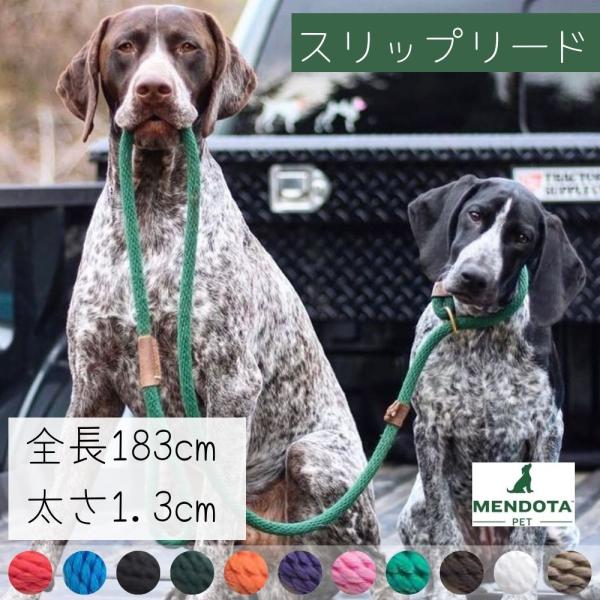 犬用 スリップリード 防水 チョークカラー ロープ (全長183cm/太さ1.3cm) Mendota メンドータ 小型犬 中型犬 大型犬 [ME028]