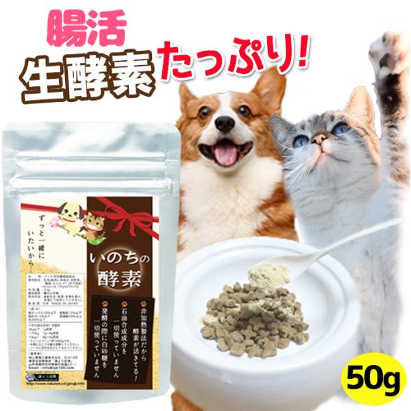 【内容】いのちの酵素　50g（ペット用酵素含有健康食品）【原材料】米ぬか/麹菌(全て国産) 【広告文責】株式会社OJK 健康促進事業部 0235-25-0513【販売】株式会社OJK　健康促進事業部【区分】ペット用健康補助食品【原産国】日本...