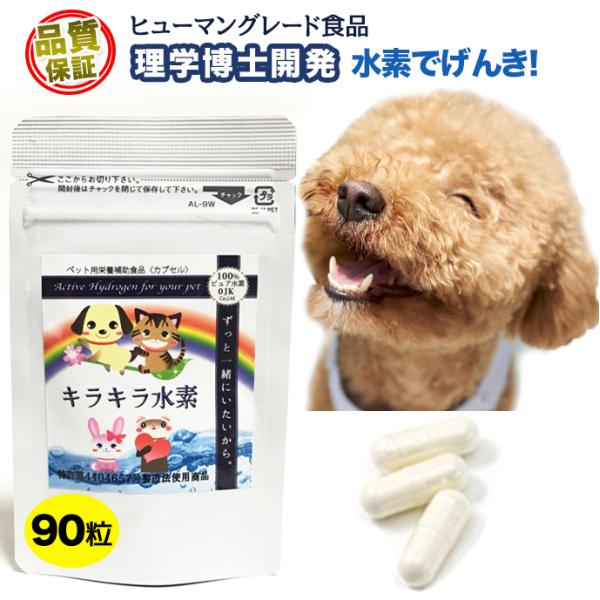 犬用 水素サプリ 水素水もできる 持続型 水素サプリメント ペット用キラキラ水素90入 高齢犬 老犬 及川胤昭 博士ドッグフード SOD 特許製法 日本製