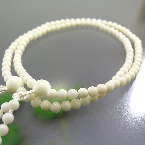 女性用お数珠 白珊瑚 二重 ５ｍｍ玉 八宗兼用 共仕立て Www