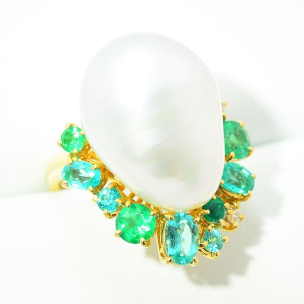 タサキパール　K18　メレダイヤモンド付　リボンリング タサキパール K18 メレダイヤモンド付 リボンリング