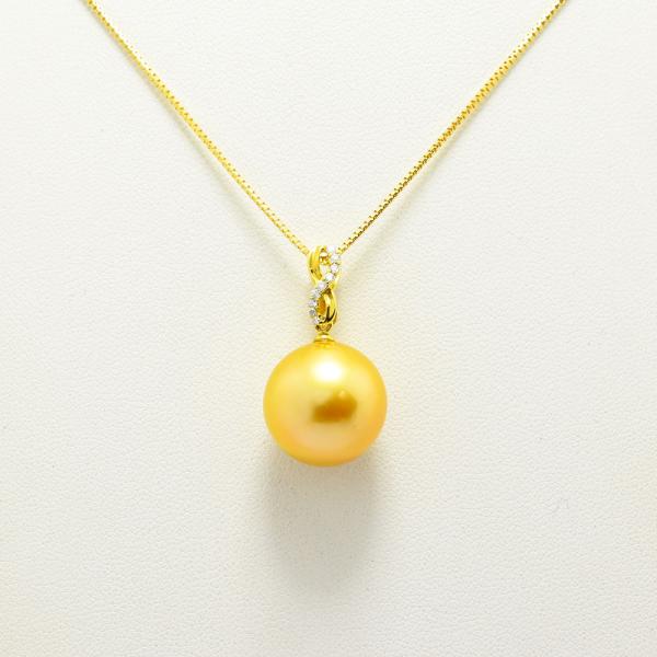 白蝶真珠 14.5mm ダイヤモンド 0.06 ネックレス ペンダント パール K18  
