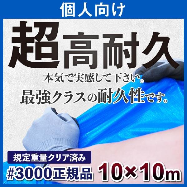 ブルーシート #3000 10m×10m 日本最強品質(正規品) 高耐久 厚手 防水 規格 サイズ表 サイズ一覧 1枚 保護カバー 保護シート
