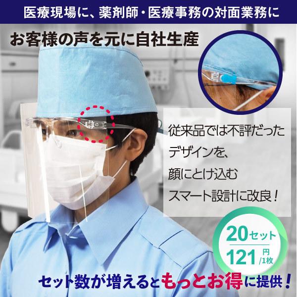 医療用フェイスシールドクリップ付き15枚入り