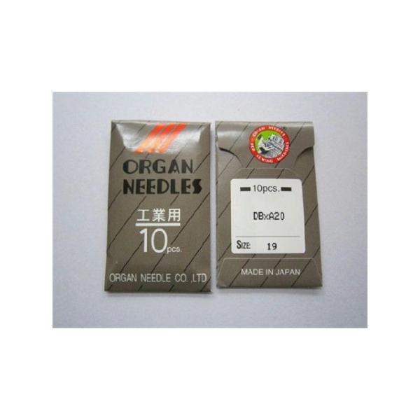 工業用ミシン針　ＤＢ×A20１袋１０本入り標準タイプミシンで厚物用太糸番手が使用できます。標準タイプミシンで使用できる針の取付軸の太さは１．６２ミリで針番手規格は１８ミリまでとなっています。通常１９ミリ以上の太針は取付軸の太さが２．０２ミリ...