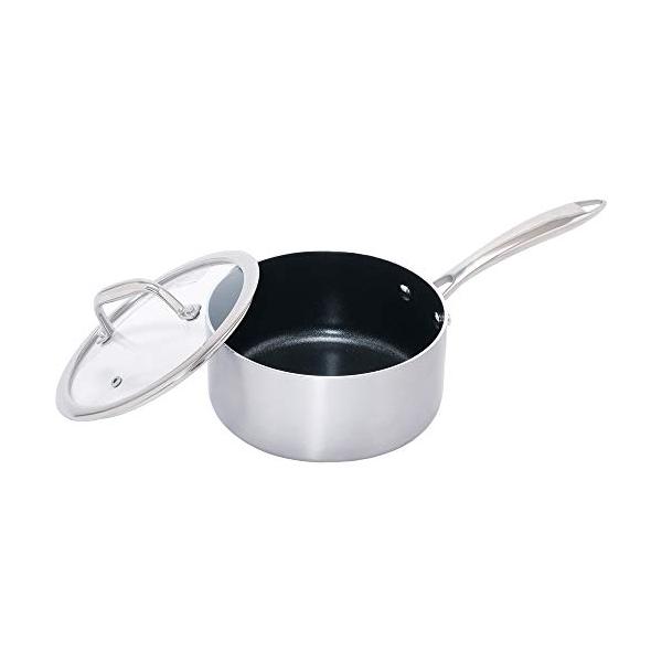 アイリスオーヤマ 片手鍋 18 ガス火IH対応 お手入れ簡単 丈夫 ダイヤモンドグレイス シルバー DGP18