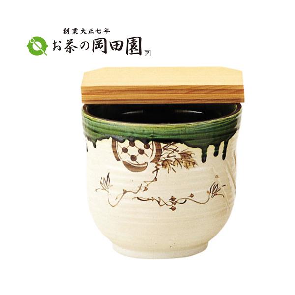 茶道具】 水屋瓶 織部 大 （杉割蓋付） 五陶作 : 創業大正七年 お茶の