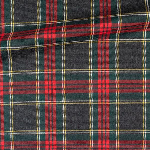 ウール生地 ウールタータンチェック（151-2050） 31.濃グレー×赤