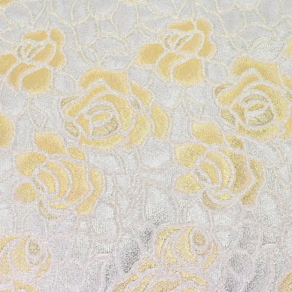 ばんちょう 楽天市場】生地 フラワーアートジャガード（165031） 1.シルバー