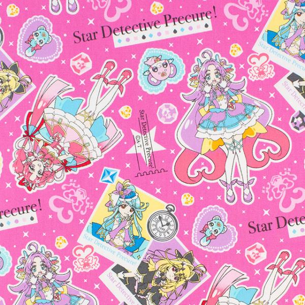 ●素材：綿100％●生地幅：約110cm【商品の説明】名探偵プリキュア！のプリント生地です。柄の上下がないので、裁断も簡単です。中肉程度の厚みのオックス生地は、程よいハリ感と柔らかさがあり、初心者の方にも扱いやすい素材です。レッスンバッグや...