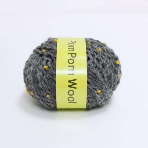 他サイト： 毛糸 ダルマ（横田） ポンポンウール 7.ダークグレー×イエロー 06Co99_の商品画像
