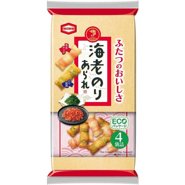 海老サラダと青のり醤油のミックスあられ、粒度の細かい粉の割合を多くすることで、火のとおりが良くなり生地の中までしっかり火がとおる為、さっくりとした食感と心地よい食べ応え素材の風味を引き出した商品に仕上がっています。 香ばしく旨味あふれるあじ...