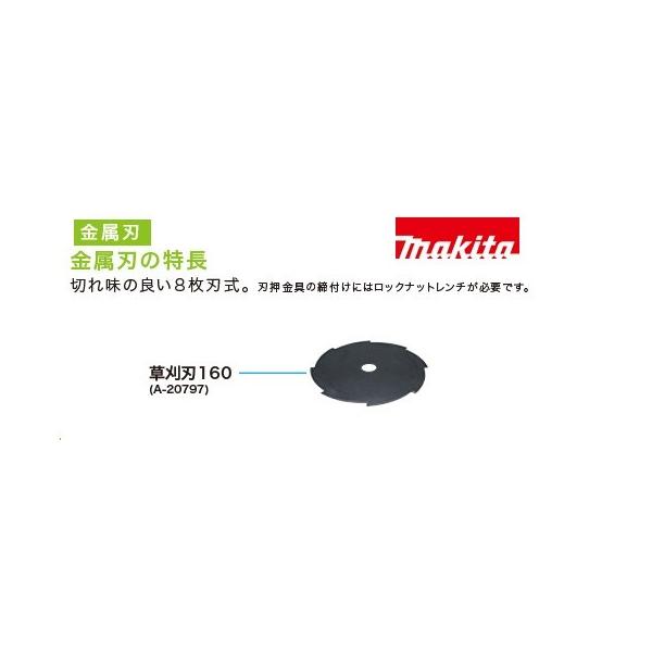 makita マキタ　金属刃　１６０ｍｍ　８枚刃　A-20797　草刈刃　MUR1600N、MUR1601N、 UM1600、UM161D、UM1691D