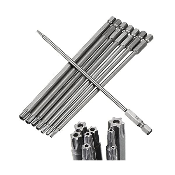 Wolfride 8本組 トルクスドライバー 6.35mm六角シャンク インパクトドライバービット 中空トルクス頭 S2鋼 ドライバービット T8-T40