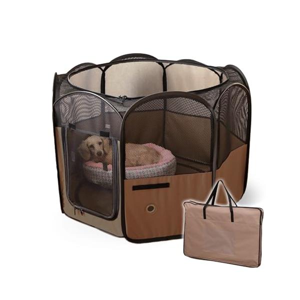 商品サイズ 幅*奥行*高さ  ：92*92*62cm　 入口サイズ 幅*高さ  ：26.5*35cm　 適応犬種 ：ミニチュアダックス、トイ・プードル等 商品説明 ：組み立てが簡単で、コンパクトに折りたためるソフトケージです。外出先や、急な...