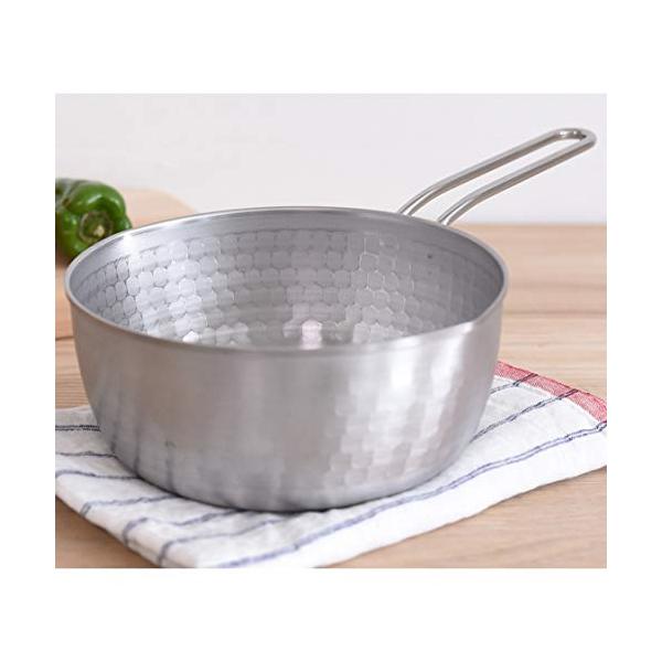 アーネスト  日本製  燕三条 雪平鍋 (片手鍋) IH/食洗機対応 18cm ステンレス (サビにくい) 打ち出し(変形しにくい/耐久性アップ) 両側注ぎ口 (どちらからでも注