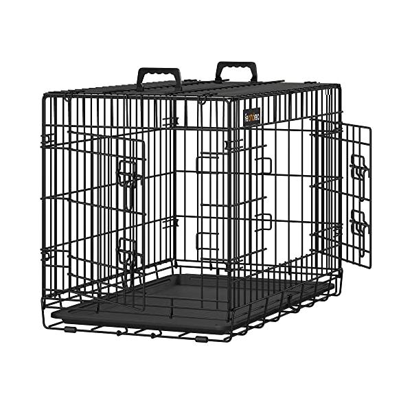 色：黒サイズ：78L x 49W x 56H cm ペットハウスとして 広々とした空間は居住とトイレスペースに分けることができ、ペットに窮屈な思いをさせる事なく、日常のトイレ訓練やハウストレーニングに重要なドッグケージです 室外の移動も便利...