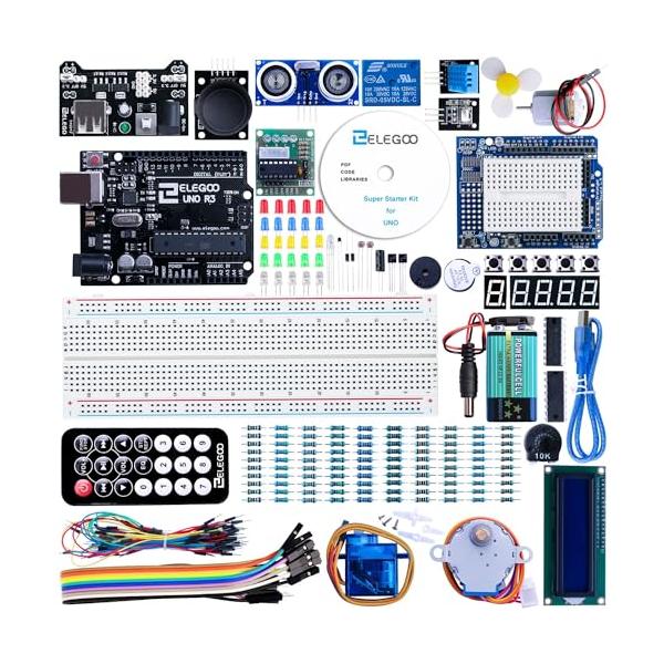 説明書付き、綺麗に包装されています。電子工作初心者に最適な、UNO R3/Mega2560 R3/Nano互換のスターターキットです。はんだ付け不要のピンヘッダー付きLCD1602モジュールを含みます。電源モジュールとDC 9Vバッテリーが...