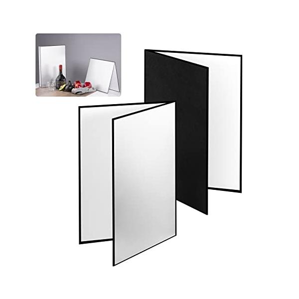 Meking レフ板 反射板 3-in-1 ライティング道具 商品撮影用 29.7x42cm A3サイズ 1枚で3色対応-銀/白/黒 補光/吸光/輪郭強調 縦式 折り畳み コンパクト 2枚セット
