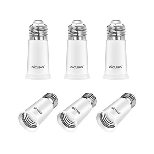 DiCUNO E26*E26 口金延長アダプター E26 延長ソケット 約5CM延長する 難燃性材料PBT 6個セット