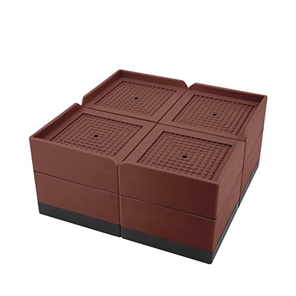 色：ブラウンサイズ：三段階式 独特の設計 ズレ落ち防止リプの2面の切り欠きが設計され、冷蔵庫や棚などの足なしの家電・家具を載ることができますし、かさ上げ台の天面にたまった水も排出することができますし、防錆防湿の役に立っています。また、2個あ...