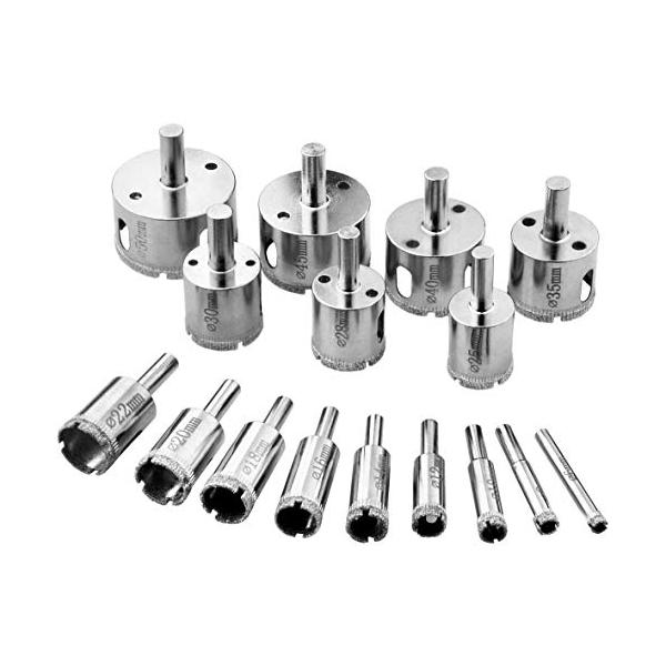 ホールソー サイズ ： 6mm 8mm 10mm 12mm 14mm 16mm 18mm 20mm 22mm 25mm 28mm 30mm 35mm 40mm 45mm 50mm 滑らかなカット ：高品質のダイヤモンドでコーティングされ、ダ...