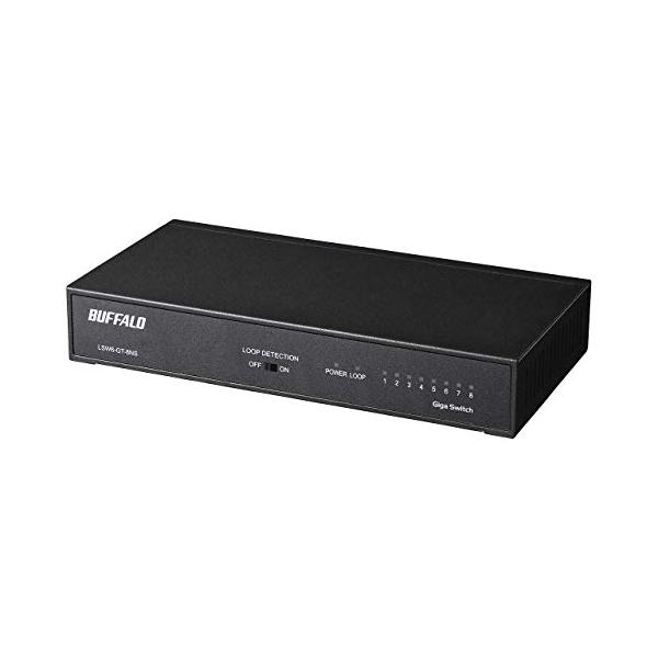 BUFFALO Giga対応 金属筐体 電源内蔵 8ポート LSW6-GT-8NS/BK ブラック スイッチングハブ マグネット 壁掛け設置対応 BUFFALO Giga対応 金属筐体 電源内蔵 8ポート LSW6-GT-8NS/BK ブラック