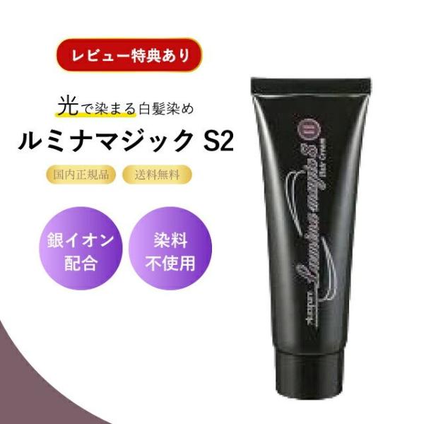 （特典あり）ルミナマジックS2 40g 白髪染めクリーム 光で染まるヘアカラー ポイントケア 洗い流し不要 塗るだけ髪色長持ち ジアミンフリー