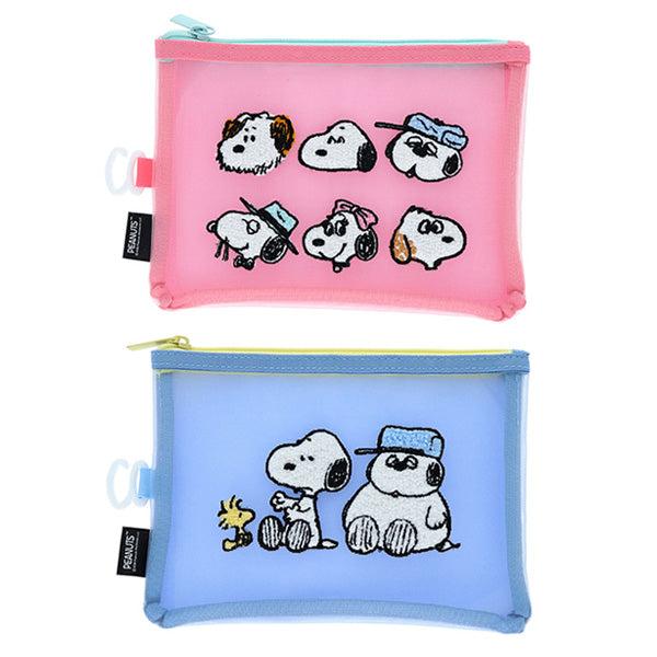 SNOOPY（スヌーピー） サガラ刺繍メッシュポーチ (SNOOPY&SIBLINGS
