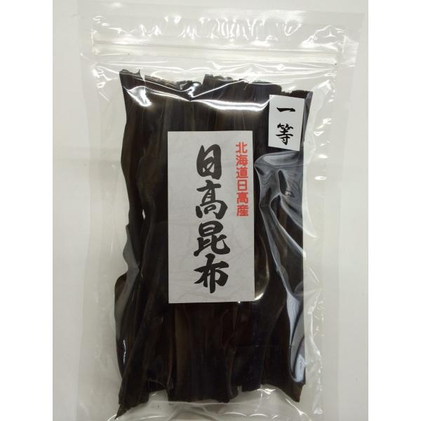 北海道産日高昆布　１等検（最上等級）　20ｃｍカット　90ｇ袋保存に便利なチャック袋入り　だし用、煮物用、昆布巻用　煮あがりの早い昆布です。賞味期限　製造から１年