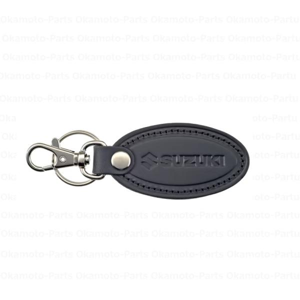 スズキ（SUZUKI） (T)レザーキーホルダー（ブラック）オーバル「スズキ