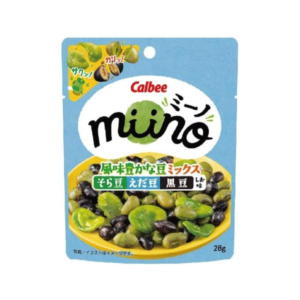 カルビー miino 風味豊かな豆ミックスそら豆えだ豆黒豆しお味 28g 12コ