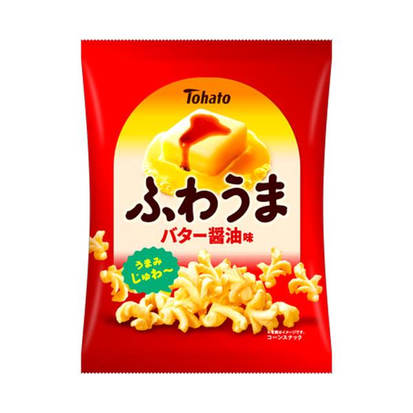 サクッ！ふわっ！と軽い食感で、バターと醤油のうまみがじゅわ〜っと口の中いっぱいに広がります。バターのコクのある風味と醤油の香ばしい風味が、絶妙なバランスの味わいに仕上げています。【内容量】56g【入数】12コ【2025/11/17発売】