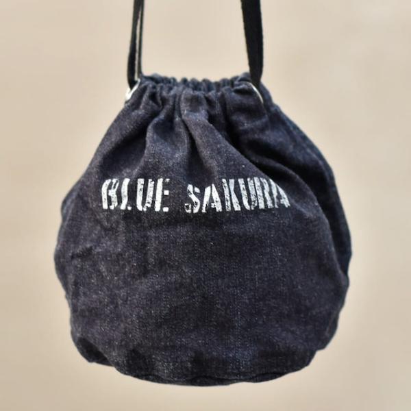 ブルーサクラ デニム製巾着 デニムポーチ SMALL DRAWSTRING BAG 巾着袋