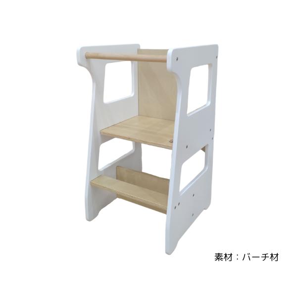 【KANGAERU】 Learning Tower ラーニングタワー※ホワイト仕様※■サイズ：幅43.5 x 奥行45 x 高さ80(cm)■重量：9.1.kg■耐荷重：60kg■カラー：ナチュラル・ホワイト■素材：バーチ材■対象年齢：１歳...