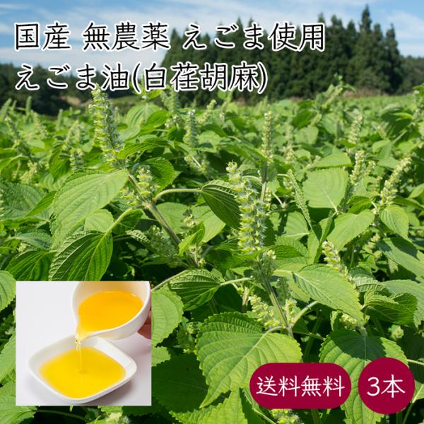 やくし食品 国産 白えごま えごま油 3本 100g／本《メーカー直送》【送料無料 沖縄離島除く】（ 無農薬 ）荏胡麻 えごま エゴマ 荏胡麻油 エゴマ油