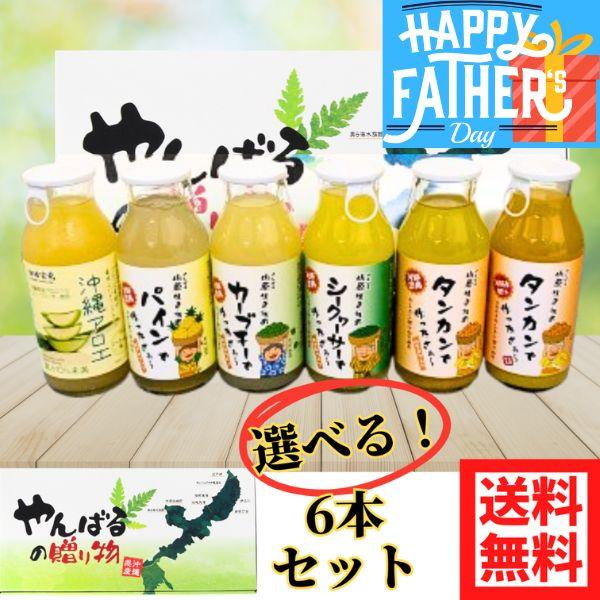 父の日 ジュースギフト 180ml 6本 選べる ギフトセット シークヮーサー たんかん パイン カーブチー 沖縄アロエ 180ml 3種類 6本セット 送料無料 飲み比べ