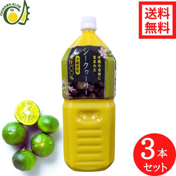 シークワーサー 沖縄県産シークヮーサー 2Ｌ 3本セット 送料無料 青切り 果汁100％ 無添加 シークワーサー原液 沖縄 健康飲料 シークアーサー