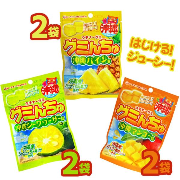 沖縄産シークヮーサー果汁とパイン果汁とマンゴー果汁を使用したはじけるグミシークァーサー、パイン、マンゴー好きの方にオススメです名称：グミキャンディ原材料名：水あめ（国内製造）砂糖、ゼラチン、シークワーサー果汁(沖縄県製造)粉末オブラート/ソ...