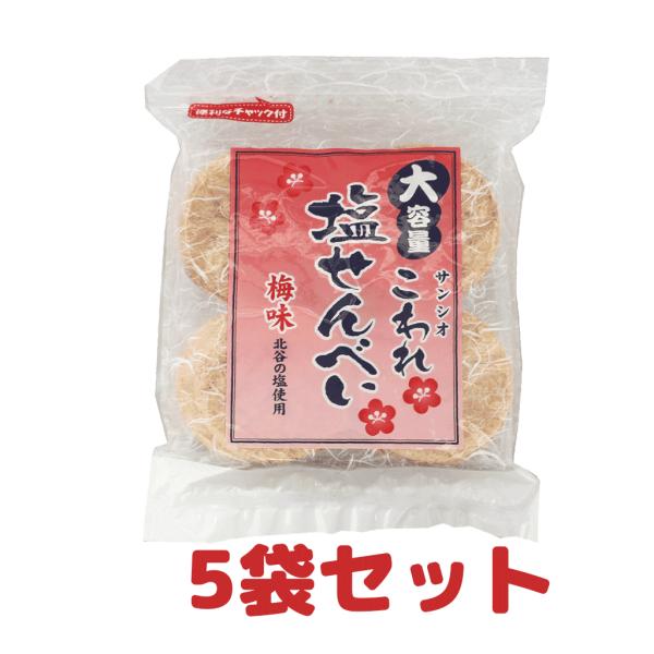 塩せんべい 沖縄 駄菓子 大容量こわれ塩せんべい梅味 北谷の塩使用 16枚 5袋セット ハロウィン
