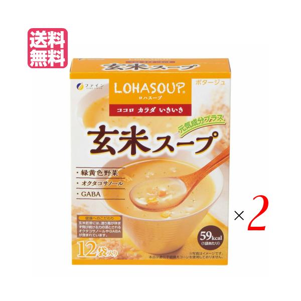 【ポイント+10％！】6/14(日)限定！インスタントスープ 粉末スープ カップスープ ロハスープ LOHASOUP 玄米スープ 12杯分 2セットファイン 送料無料