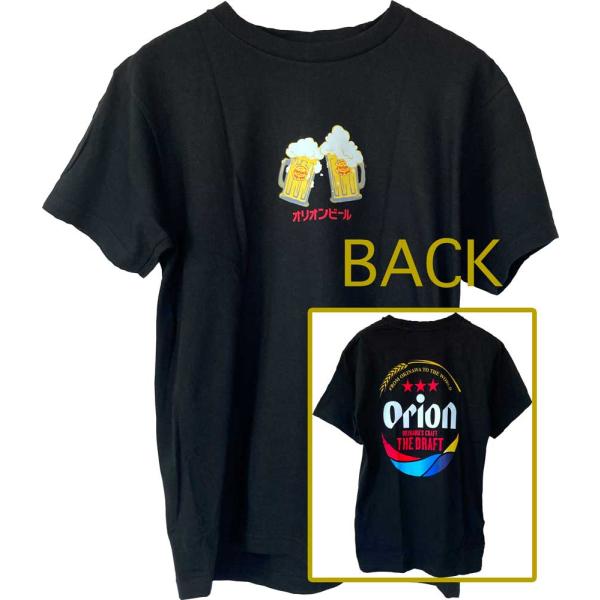 オリオンビールTシャツ　ドラフト缶バックプリント　カンパイ　ブラック　 orion 正規品